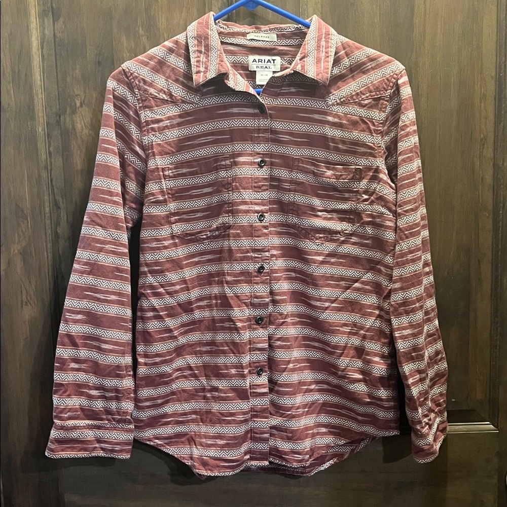 Ariat Burgundy and White Patterned Shirt